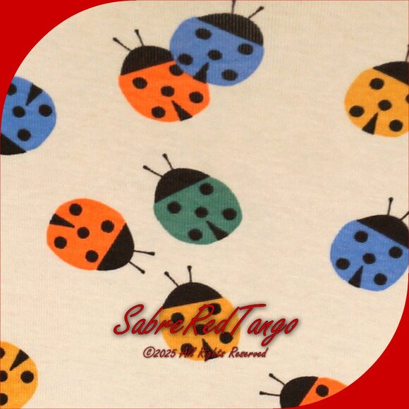 NWT Hanna Andersson Organic Long Johns Pajamas Ladybugs Print Ecru 120 6 7 - Picture 3 of 6